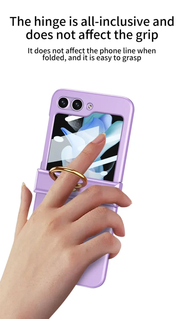 Luxury Premium Hinge Protection with Ring Holder Case Cover for Galaxy Z Flip 5 - Image 16