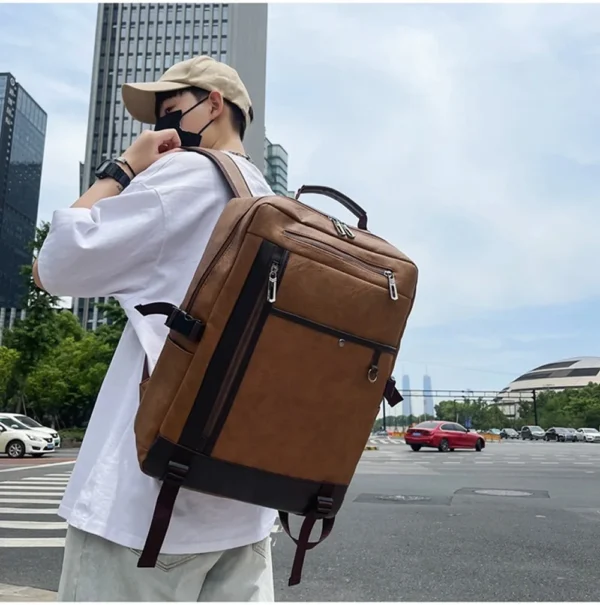 Luxury Premium Business Vintage Pu Leather Casual mochila hombre Backpack Bag - Image 11