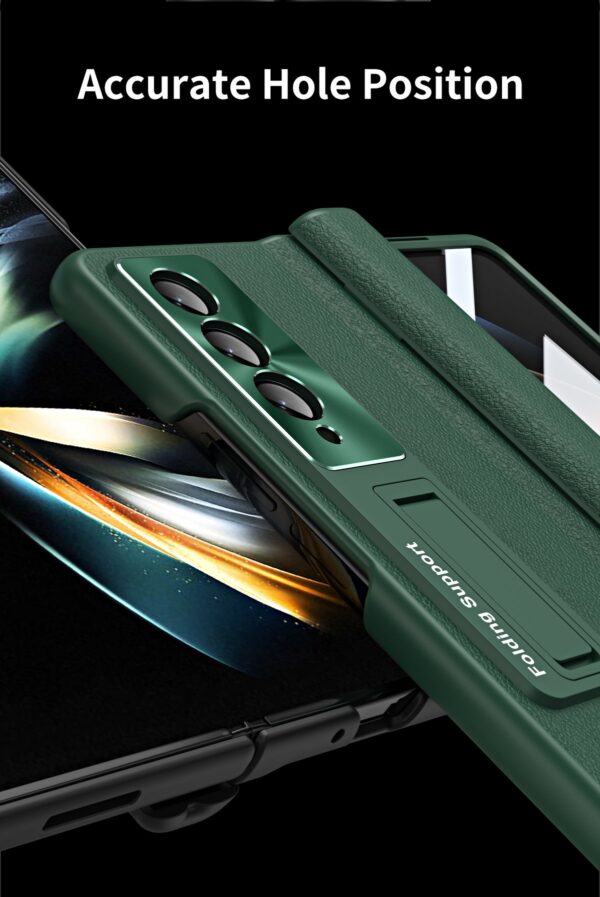 Luxury Premium Leather Hinge Adjustable Bracket Full Screen Film Protection Case Cover for Samsung Galaxy Z Fold 3/Z fold 4 - Image 10