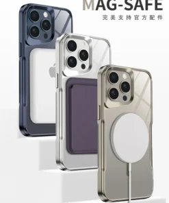 Luxury Plating Frame Transparent Clear Bumper Silicone Magsafe Phone Case Cover for iPhone 13 Pro Max/14 Pro Max/15 Pro Max