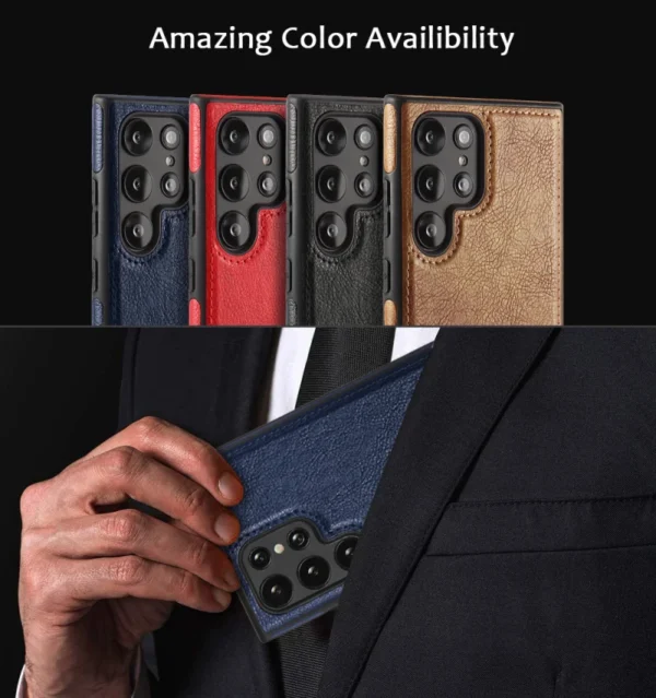 Luxury Premium PU Line Leather Stitching Case Cover For Samsung Galaxy S23 Ultra/S24 Ultra - Image 14