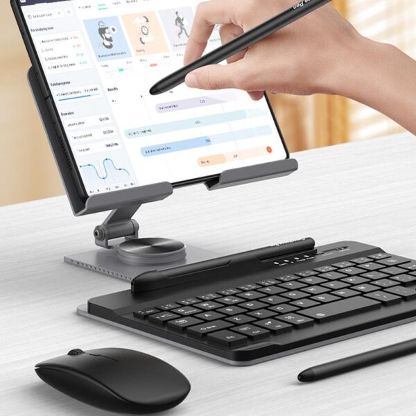Luxury Premium Wireless Bluetooth Keyboard Mouse And Pen compatible Keyboard Rotating Folding Stand - Image 11