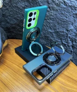 Luxury Premium Magnetic Bracket Matte Wireless Charging Case Cover For Samsung Galaxy S22 Ultra/S23 Ultra