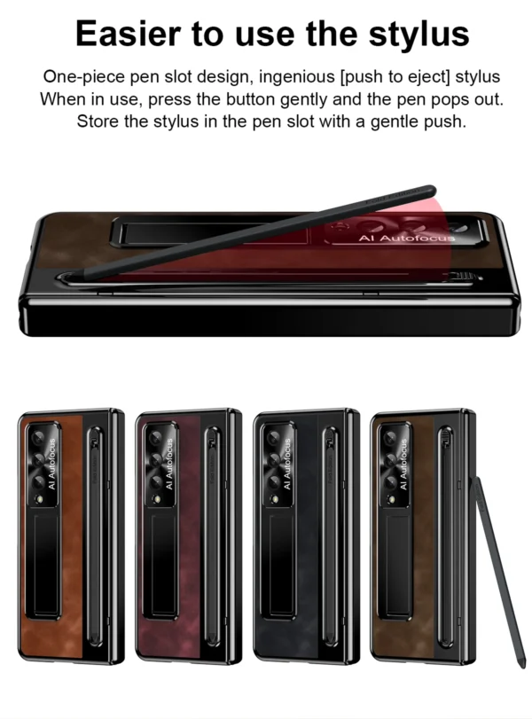 Luxury Premium Retro Leather Folding Stand Phone Case For Samsung Galaxy Z Fold 3/Z Fold 4 - Image 13