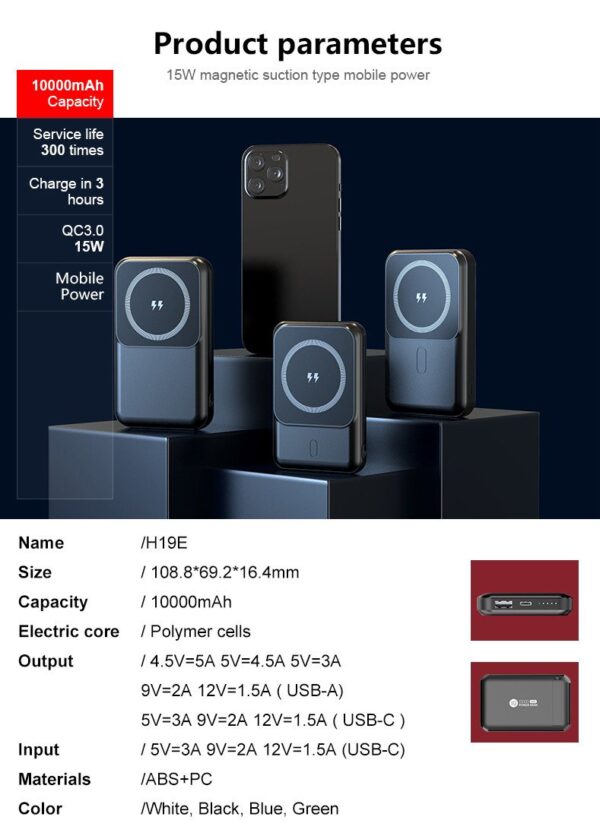 Awei 10000mAh Mini Portable Magnetic Wireless Powerbank 22.5W - Image 3