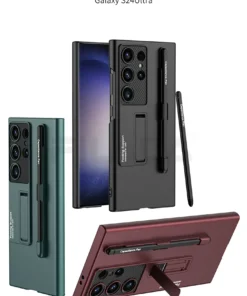 Luxury Premium Ultra Thin Matte Bracket Pen Slot Case Cover For Samsung Galaxy S24 Ultra