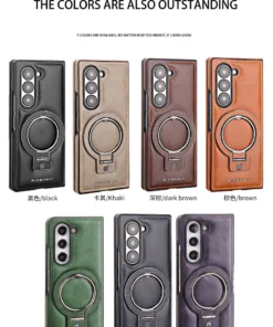 Luxury Premium PU Leather Folding Invisible Holder  Magsafe Phone Case Cover for Samsung Galaxy Z Fold 5