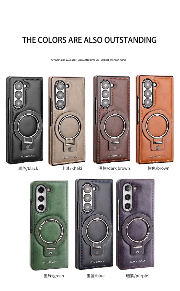Luxury Premium PU Leather Folding Invisible Holder  Magsafe Phone Case Cover for Samsung Galaxy Z Fold 5