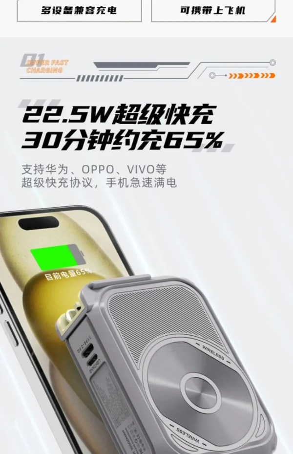 Luxury Premium Faxite 10000MAH 22.5W Super Fast Charge+20PD Multi-Compatible Cable Charger Power Bank - Image 7