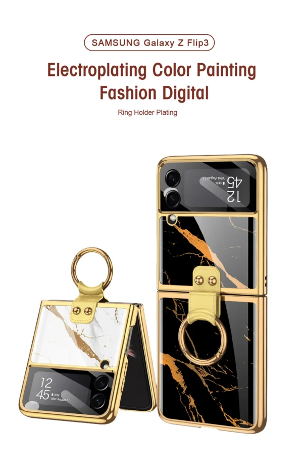 Luxury Premium Marble Patterned  GKK Case Cover For Samsung Galaxy Z Flip 3/Z Flip 4 - Image 12