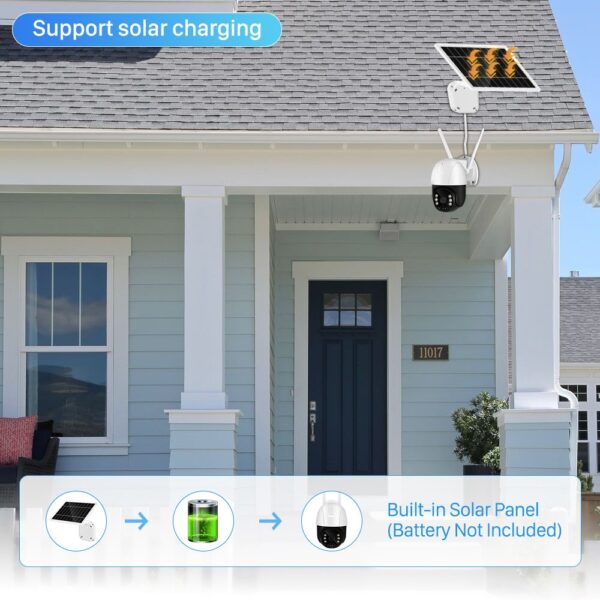 PTZ  360 Degrees 5MP 4G SIM Card Solar WIFI Security Motion Surveillance Camera - Image 15