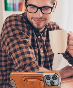 Alternative view of Luxury Premium Leather Magnetic Magsafe Card Slot High Business Leather Phone cover 15 Pro Max