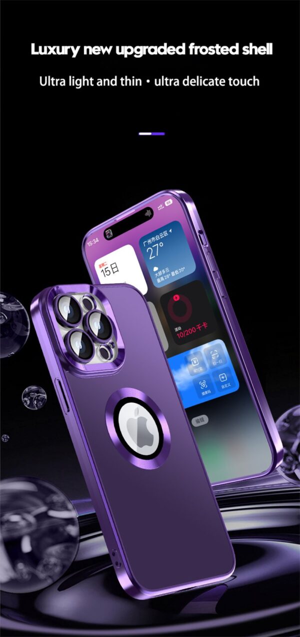 Luxury AG Matte Defender Metal Plating Shockproof Texture Logo Case Cover For iPhone Series - Image 7