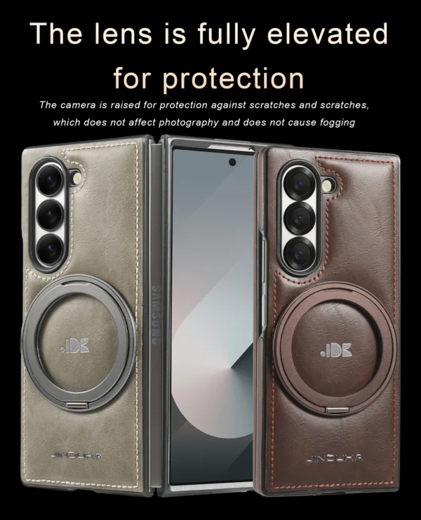 Luxury Premium PU Leather Folding Invisible Holder  Magsafe Phone Case Cover for Samsung Galaxy Z Fold 5 - Image 7