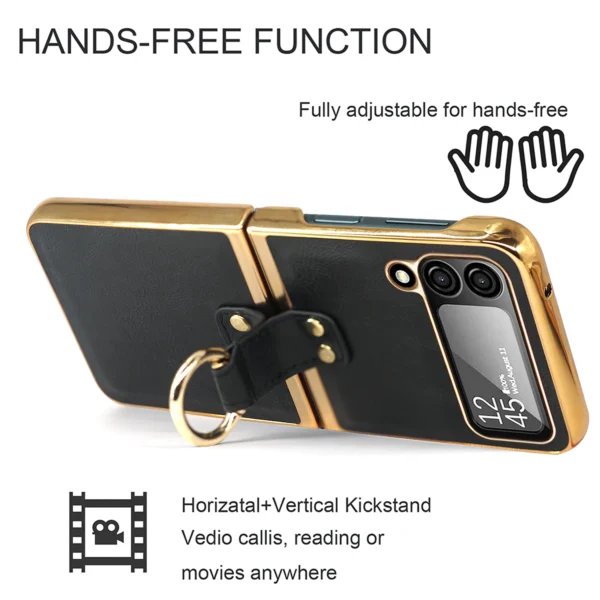 Luxury Premium Finger Horse Ring holder leather cover case for Samsung Galaxy Z Flip 3/ Z Flip 4 - Image 19