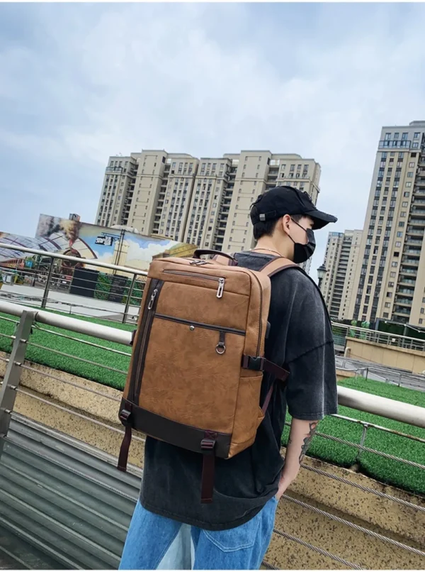 Luxury Premium Business Vintage Pu Leather Casual mochila hombre Backpack Bag - Image 17
