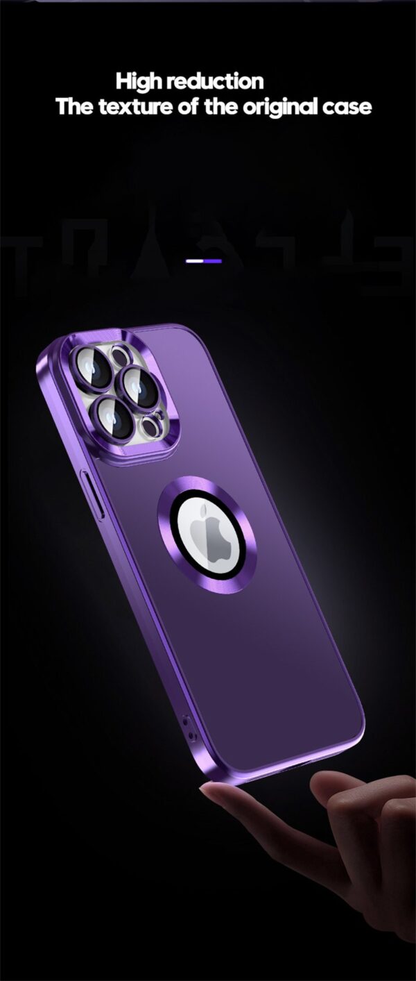 Luxury AG Matte Defender Metal Plating Shockproof Texture Logo Case Cover For iPhone Series - Image 6