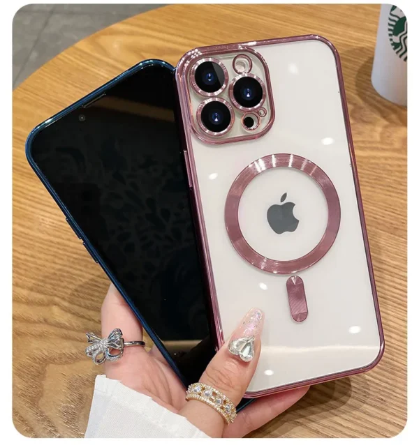 Luxury Premium Transparent Plating Magsafe with Full Camera Lens Case Cover For iPhone 15 Pro Max/16 Pro Max - Image 32