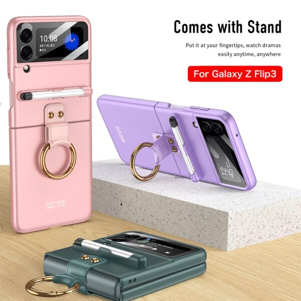 Luxury Premium Ring Case Cover With Capacitance Pen For Samsung Galaxy Z Flip 3/ Z Flip 4 1 - Image 5