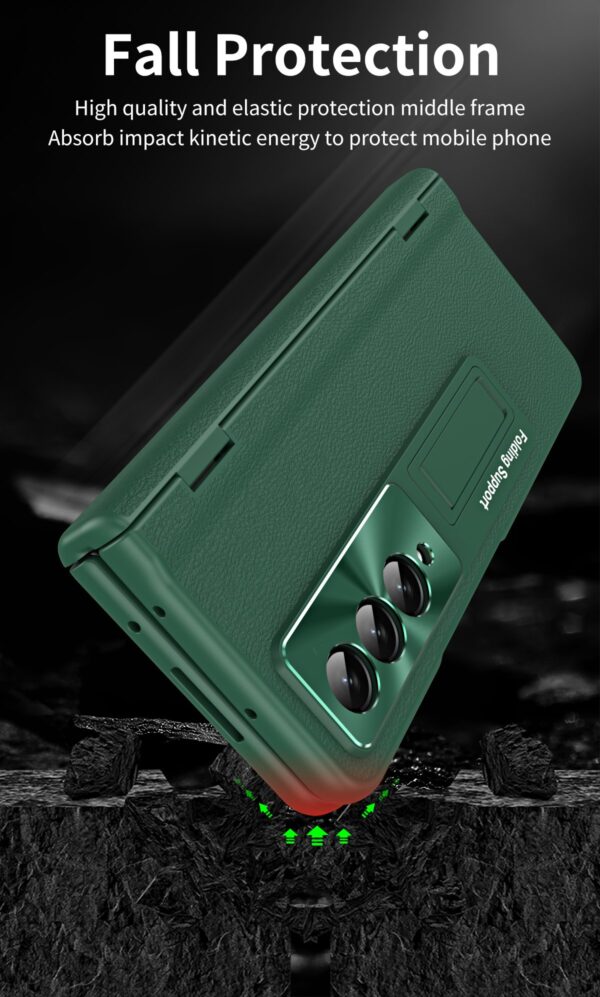 Luxury Premium Leather Hinge Adjustable Bracket Full Screen Film Protection Case Cover for Samsung Galaxy Z Fold 3/Z fold 4 - Image 11