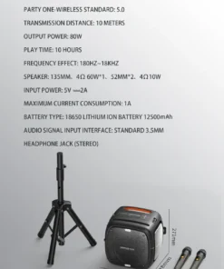 Alternative view of HOPESTAR Portable Wireless Bluetooth Speaker 80W High Power Dual Microphone Outdoor Home Karaoke