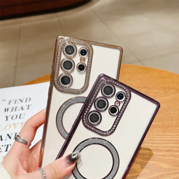 Luxury Premium Plating Bling Glitter Diamond Magnetic For Magsafe Phone Case For Samsung S24 Ultra - Image 22
