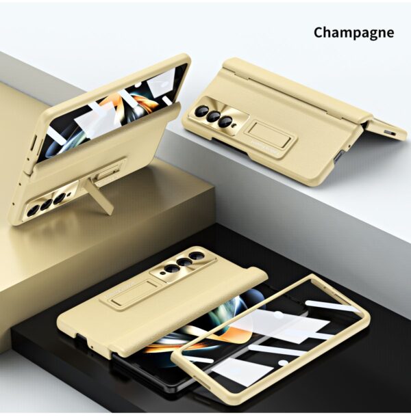 Luxury Premium Leather Hinge Adjustable Bracket Full Screen Film Protection Case Cover for Samsung Galaxy Z Fold 3/Z fold 4 - Image 12