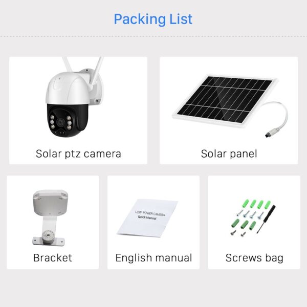 PTZ  360 Degrees 5MP 4G SIM Card Solar WIFI Security Motion Surveillance Camera - Image 18