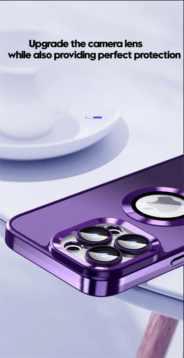 Luxury AG Matte Defender Metal Plating Shockproof Texture Logo Case Cover For iPhone Series - Image 4