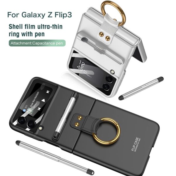 Luxury Premium Ring Case Cover With Capacitance Pen For Samsung Galaxy Z Flip 3/ Z Flip 4 1 - Image 3