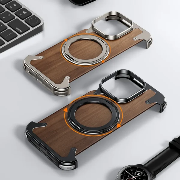Luxury Premium Eary Natural Wood Frameless MagSafe  Shockproof Case Cover For iPhone 15 Pro Max - Image 16