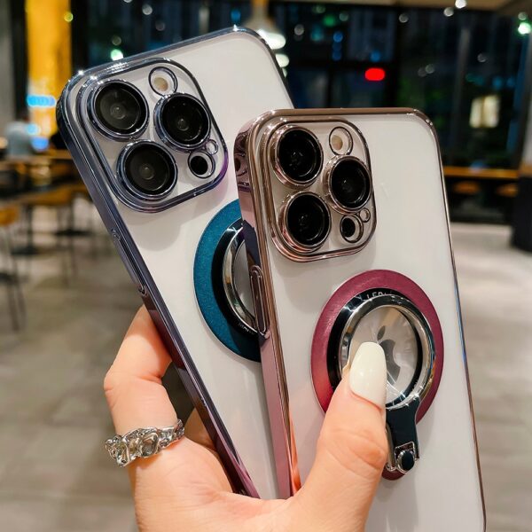 Luxury Premium Fashion Gradient electroplated Kickstand Clear case Cover For iPhone 15 Pro Max - Image 15