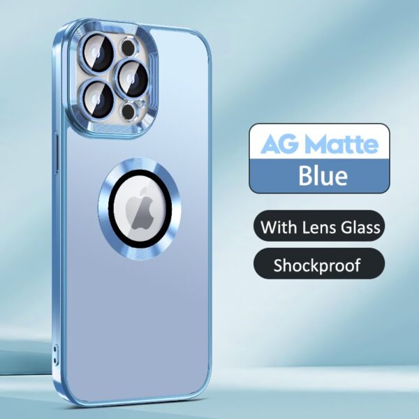 Luxury AG Matte Defender Metal Plating Shockproof Texture Logo Case Cover For iPhone Series - Image 3