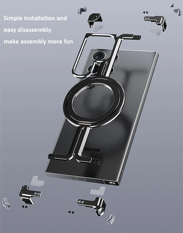Luxury Magsafe Magnetic Frameless Aluminum Alloy Shockproof Stand Metal Phone Case For Samsung Galaxy S24 Ultra - Image 35