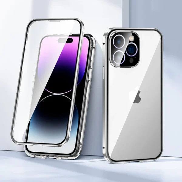 Luxury Premium Magnetic Adsorption Metal Frame with 360 Full Body For iPhone 15 Pro Max - Image 25