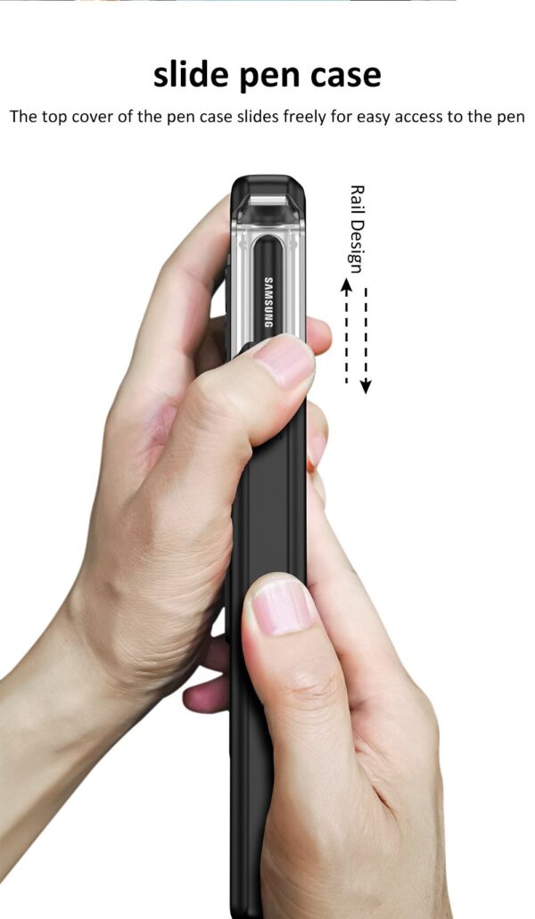 360 Magnetic Hinge Slide Pen Holder Case Cover and Outer Screen Glass For Galaxy Z Fold 4 - Image 2
