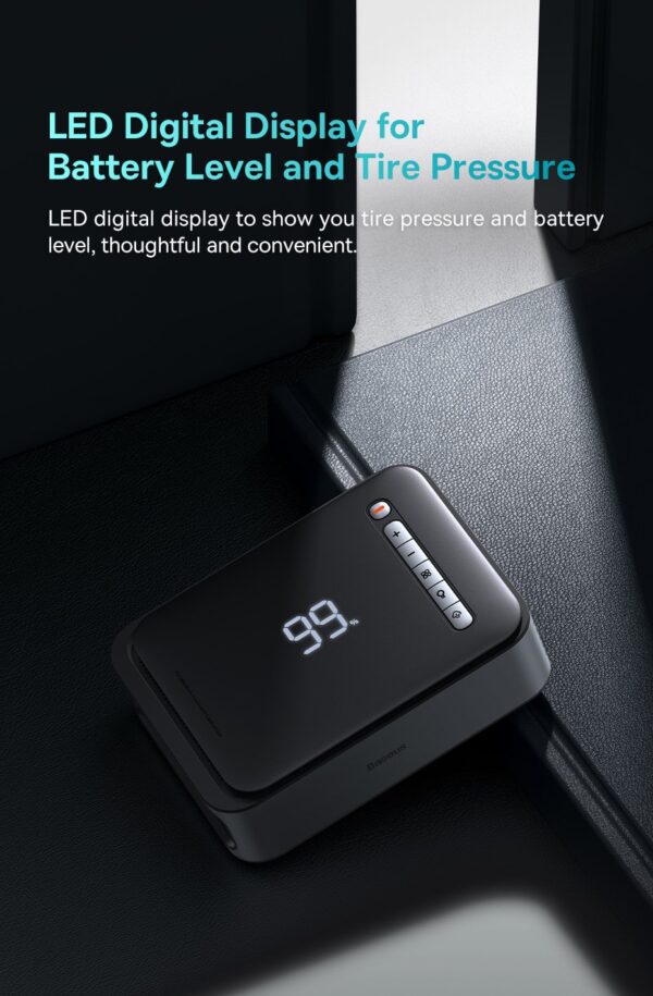 BASEUS 2 in 1 1000A Car Jump Starter Power Bank and Portable Air Compressor Inflator Pump - Image 26