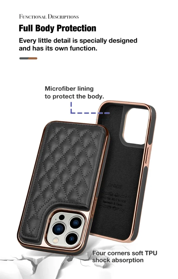 ONEGIF Lurxury Wallet Card Holder kickstand Phone Case Cover for iPhone Series - Image 15