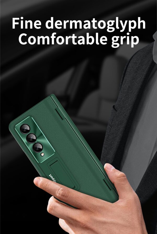 Luxury Premium Leather Hinge Adjustable Bracket Full Screen Film Protection Case Cover for Samsung Galaxy Z Fold 3/Z fold 4 - Image 14