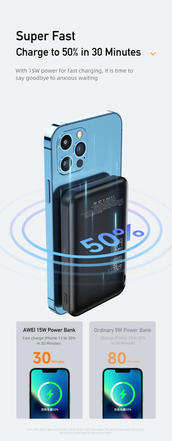 Awei P139K 10000mAh Portable Powerbank Magnetic Wireless Power Bank - Image 2