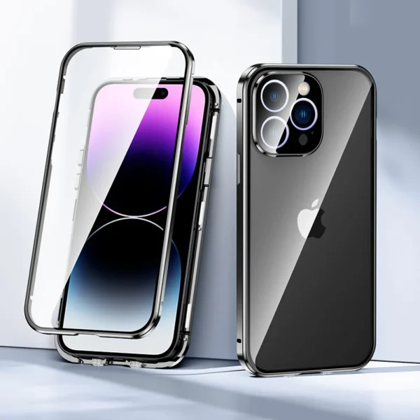 Luxury Premium Magnetic Adsorption Metal Frame with 360 Full Body For iPhone 15 Pro Max - Image 26