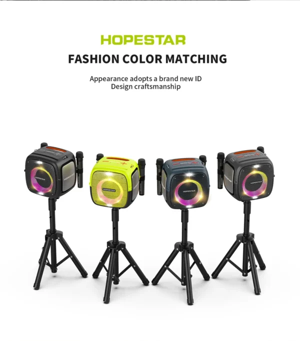 HOPESTAR Portable Wireless Bluetooth Speaker 80W High Power Dual Microphone Outdoor Home Karaoke - Image 10
