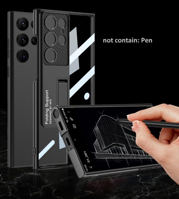 GKK Transparent Plating Bracket Plastic Case Cover For Galaxy S23 Ultra - Image 5