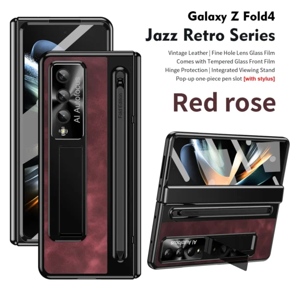 Luxury Premium Retro Leather Folding Stand Phone Case For Samsung Galaxy Z Fold 3/Z Fold 4 - Image 20