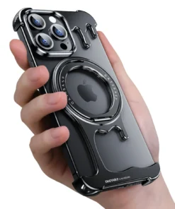 Alternative view of Luxury Premium Wireless Frameless with Magsafe Kickstand 360° Rotatable Magnetic Stand Case Cover For iPhone 14 Pro Max