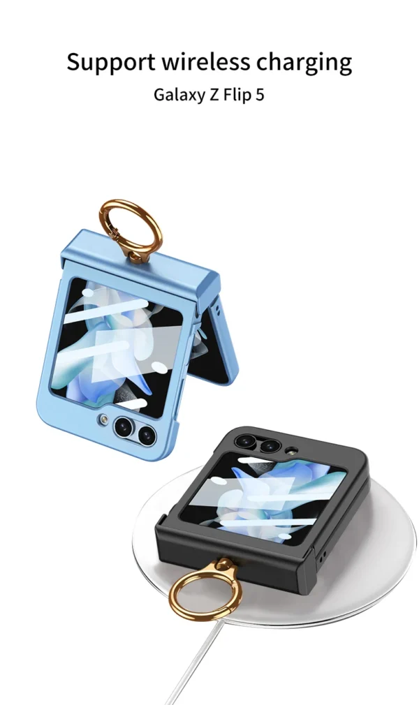 Luxury Premium Hinge Protection with Ring Holder Case Cover for Galaxy Z Flip 5 - Image 17