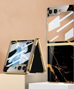 Samsung Galaxy Z Flip 5/6 5G Shockproof Plating marble Cover
