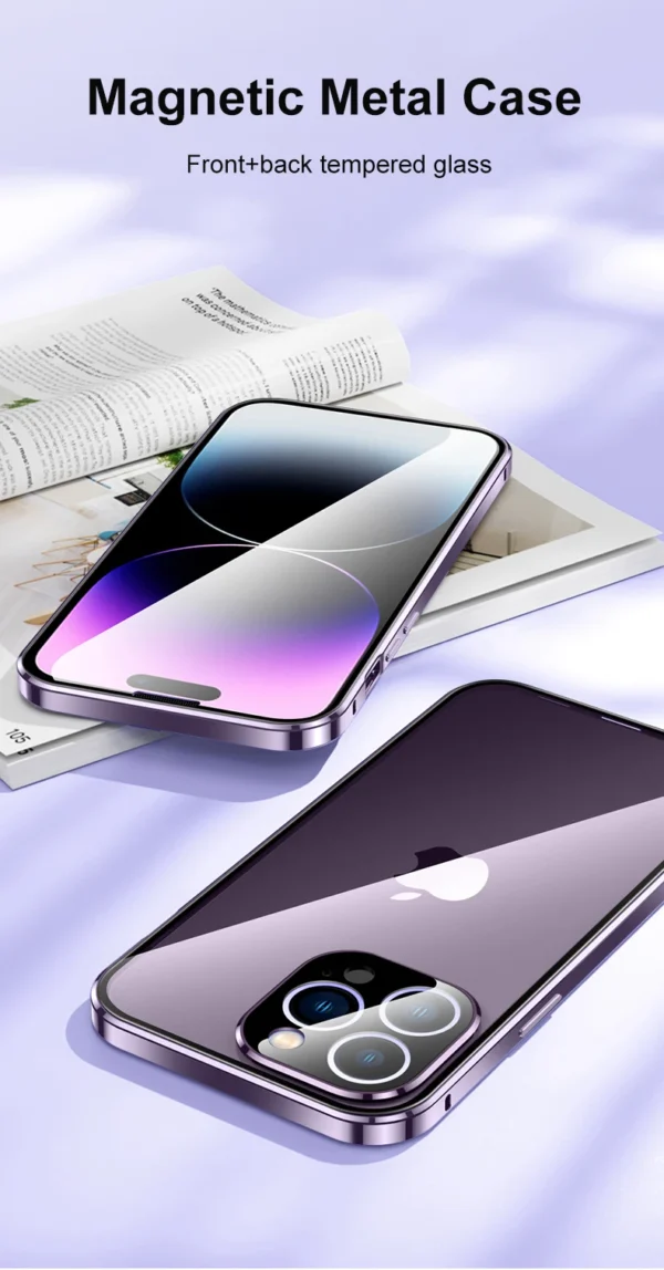 Luxury Premium Magnetic Adsorption Metal Frame with 360 Full Body For iPhone 15 Pro Max - Image 27