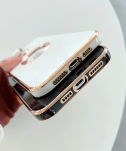 Alternative view of Luxury Soft Electroplated Phone Mini Hollow Out Silicone Case Cover and 3D Glass Protector For iPhone 13 and 14 Series