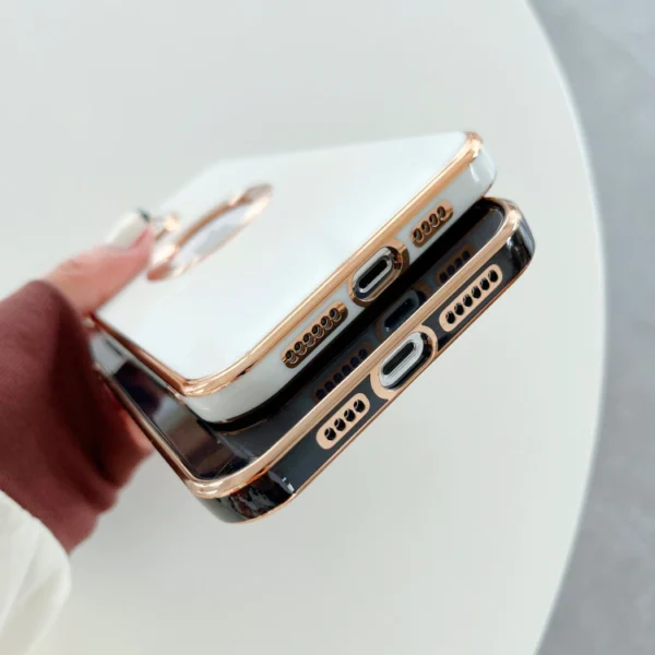 Luxury Soft Electroplated Phone Mini Hollow Out Silicone Case Cover and 3D Glass Protector For iPhone series - Image 2